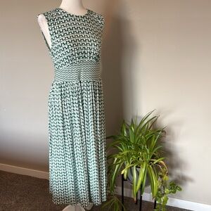 Boden Floral Jersey Print midi dress SZ 12 P petite wedding guest work modest